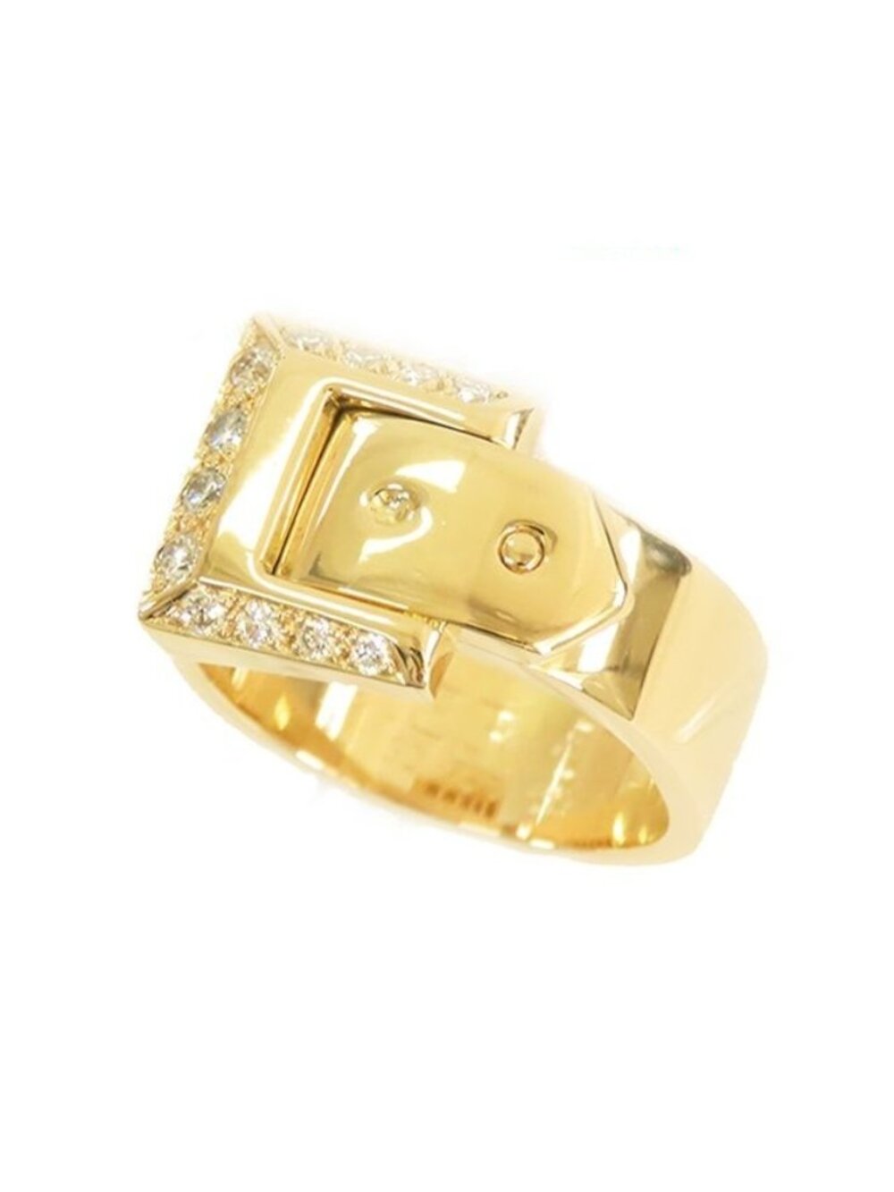 Hermes Belt Motif Diamond Ring Yellow Gold 18K 52